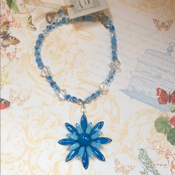 Handmade 60’s enamel flower Czech beads Swarovski